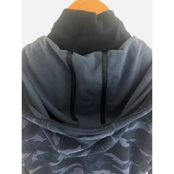 Athleta Triumph Blue Camo Print Full Zip Hoodie Pockets Size L Sweatshirt Jacket - Picture 14 of 15